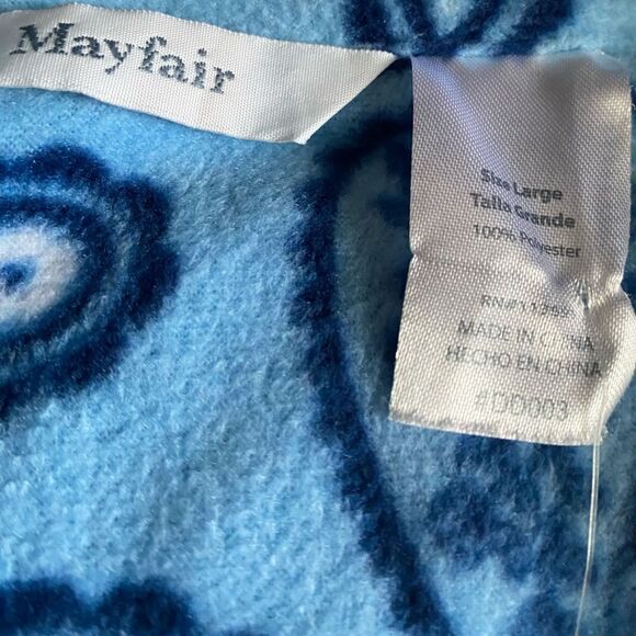 Mayfair Pajama Set New Pants Button Front Top Paisley Blue Womens Size Large - Picture 6 of 7